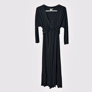 Isabella Bird Black Wrap Midi Dress